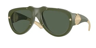 Pre-owned Burberry Be4433u 413871 Green Rubber Dark Green 57 Mm Unisex Sunglasses
