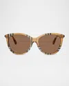 Burberry Be4455f Round Acetate Sunglasses In Dark Brown