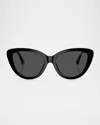 Burberry Be4457f Cat Eye Acetate Sunglasses In Black