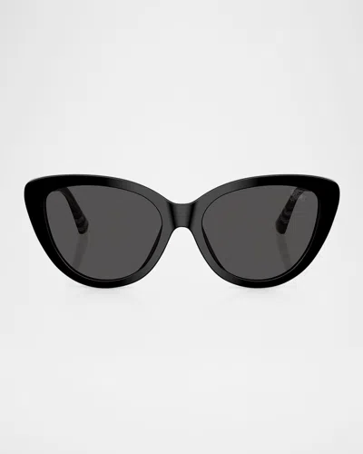Burberry Be4457f Cat Eye Acetate Sunglasses In Black/dark Grey