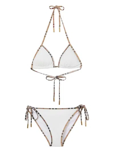 Burberry Triangle Bikini Set In White