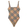 Burberry Check Swimsuit In Multicolor