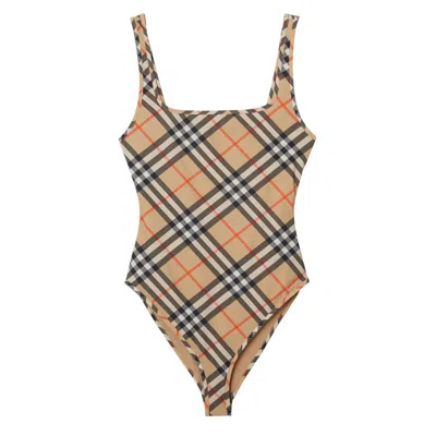 Burberry Women Check Swimsuit In Multi
