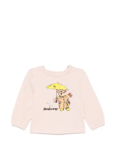 Burberry Babies' Bear-print Long-sleeve T-shirt In Pink