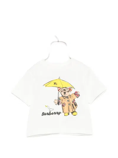 Burberry Babies' Bear-print T-shirt In White