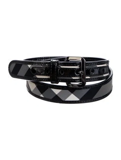 Pre-owned Burberry Beat Check Pattern Canvas Belt In Black