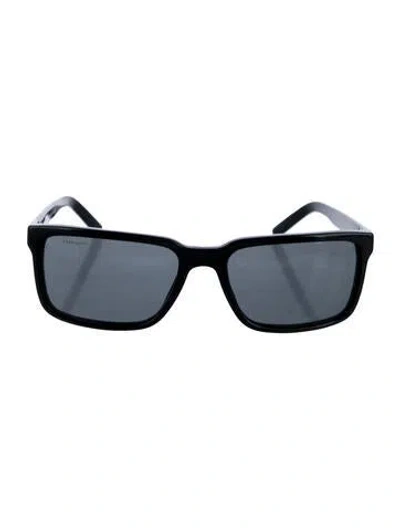 Pre-owned Burberry Beat Check Pattern Square Sunglasses In Black