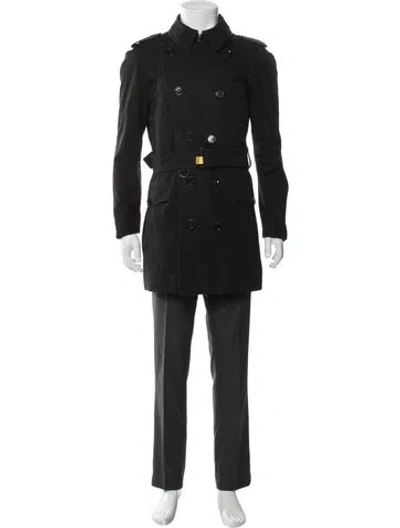 Pre-owned Burberry Beat Check Pattern Trench Coat In Black