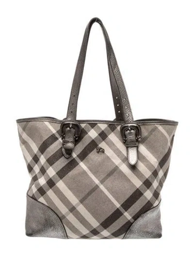 Pre-owned Burberry Beat Check Shoulder Bag In Brown