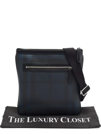 Pre-owned Burberry Beckley London Check Messenger Bag In Blue