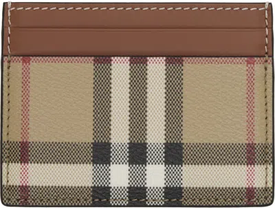 Burberry Beige & Brown Check Case Card Holder