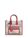Burberry Beige And Red Freya Mini Tote Bag