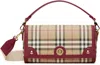 Burberry Plaid Top Handle Crossbody Bag Detachable Strap In Burgundy