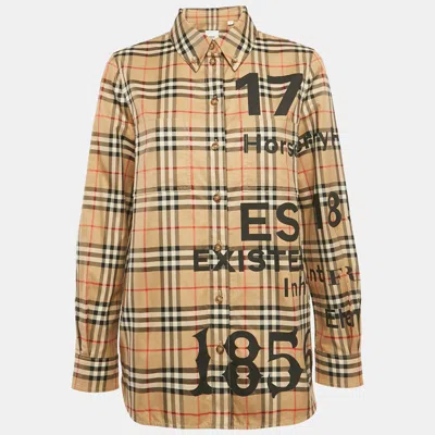 Pre-owned Burberry Beige Anette Vintage Check Cotton Shirt M In Sand