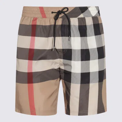 Burberry Check Swim Shorts In Beige