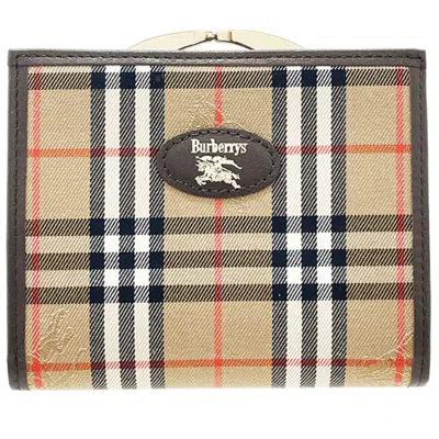 Pre-owned Burberry Beige Beige Brown Brown Canvas Leather Wallet (bi-fold) ()