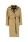 Burberry Checked-detail Wrap Coat In Beige