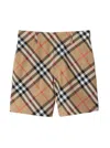 Burberry Childrens Check Cotton Shorts In Brown