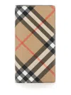 Burberry Beige Bi-fold Wallet With Check Motiv In Cotton Blend Man In Beige