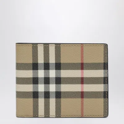 BURBERRY BEIGE BI-FOLD WALLET WITH CHECK PATTERN