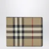 Burberry Beige Bi-fold Wallet With Check Pattern Men