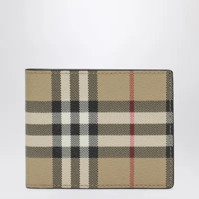 BURBERRY BURBERRY BEIGE BI FOLD WALLET WITH CHECK PATTERN