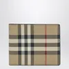 Burberry Beige Bi-fold Wallet With Check Pattern Men In White