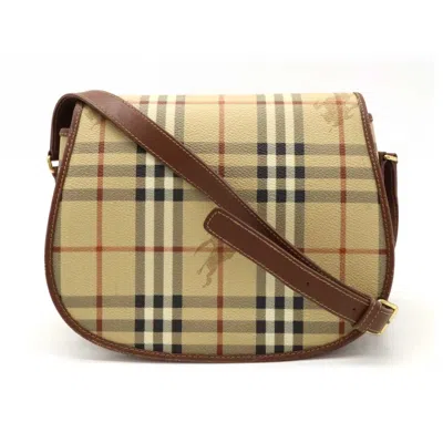 Pre-owned Burberry Beige Black Brown Red Color Pvc Leather Shoulder Bag ()