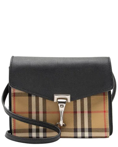 Burberry Beige, Black Calfskin, Canvas Macken Small Crossbody (authentic Pre-  Loved)