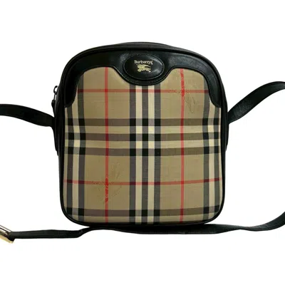 Pre-owned Burberry Beige Black Canvas Leather Pochette Shoulder Bag () In Multi