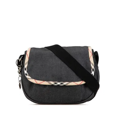 Pre-owned Burberry Beige Black Denim Shoulder Bag () In Multi