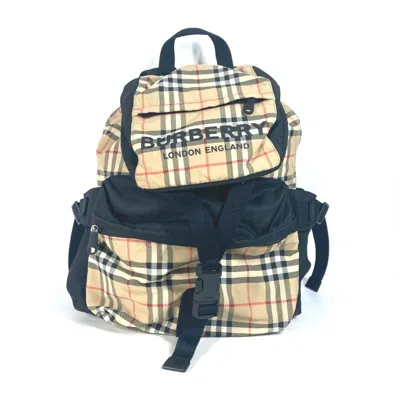 Pre-owned Burberry Beige Black Nylon Backpack ()
