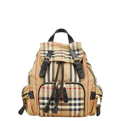 Pre-owned Burberry Beige Black Nylon Backpack () In Multi