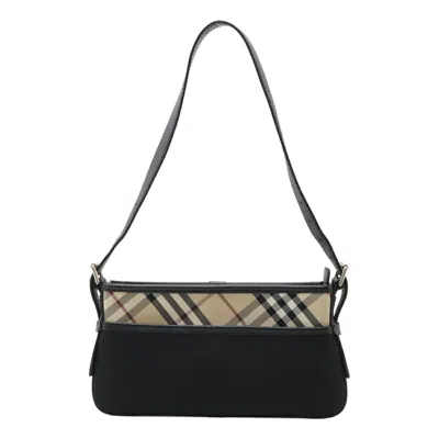 Pre-owned Burberry Beige Black Nylon Canvas Shoulder Bag ()
