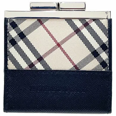 Pre-owned Burberry Beige Black Nylon Leather Coin Purse/coin Case () In Multi