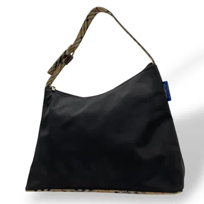 Pre-owned Burberry Beige Black Nylon Leather Handbag Shoulder Bag ()
