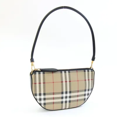 Pre-owned Burberry Beige Black Pvc Leather Clutch Bag Pouch ()