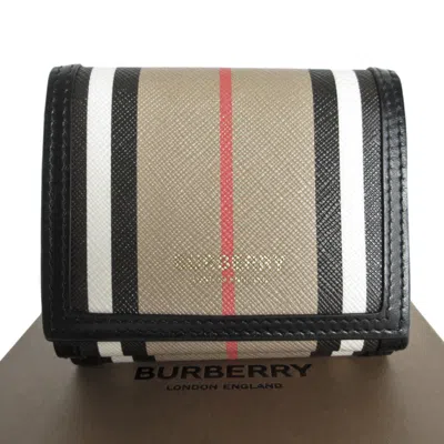 Pre-owned Burberry Beige Black Pvc Wallet (bi-fold) () In Beige, Black