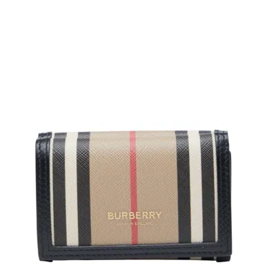 Pre-owned Burberry Beige Black Pvc Wallet (tri-fold) () In Multi