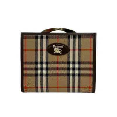 Pre-owned Burberry Beige Brown Canvas Leather Wallet (bi-fold) () In Beige, Brown