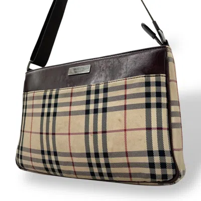 Pre-owned Burberry Beige Brown Canvas Shoulder Bag ()
