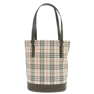 Pre-owned Burberry Beige Brown Cotton Handbag Tote Bag ()