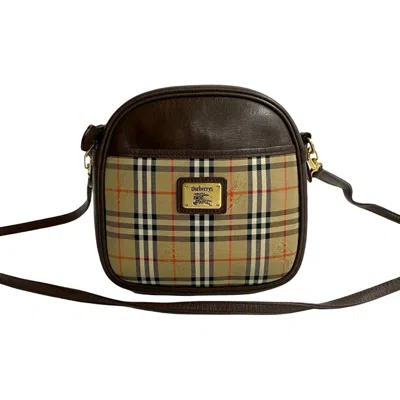 Pre-owned Burberry Beige Brown Leather Canvas Pochette Shoulder Bag ()