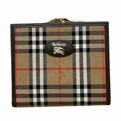 Pre-owned Burberry Beige Brown Leather Coin Purse/coin Case ()