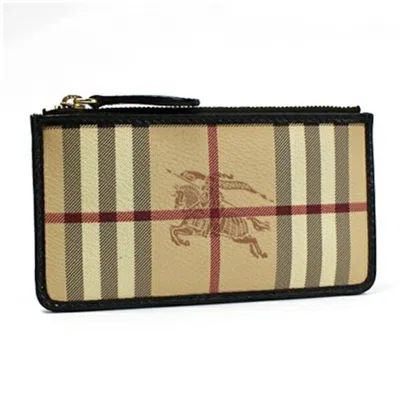 Pre-owned Burberry Beige Brown Leather Pvc Coin Purse/coin Case ()