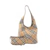 BURBERRY BURBERRY BEIGE BROWN MULTI-COLOR CANVAS LEATHER SHOULDER BAG