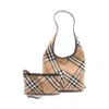 Burberry Beige Brown Multi-color Canvas Leather Shoulder Bag In Beige, Brown, Multi-color