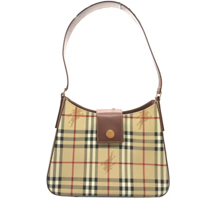 Pre-owned Burberry Beige Brown Pvc Leather Tote Bag () In Beige, Brown