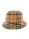 Burberry Beige Bucket Hat With Check Motif In Cotton Man In Beige