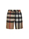 Burberry Boxer Swim Checkered Pattern Pockets Zip In Brown